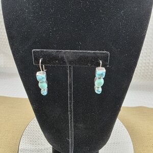 HOB 925 Mexico Sterling Turquoise Stacked Earrings